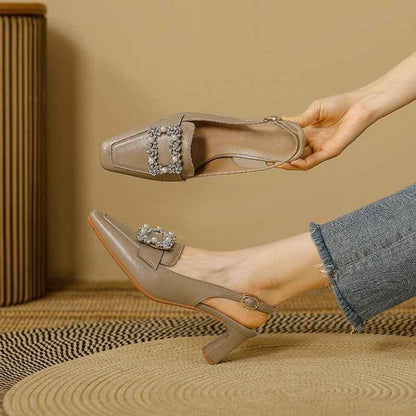 Escarpins Femme Cuir Blanc Élégant avec Bride Boucle - Style et Confort Inégalés