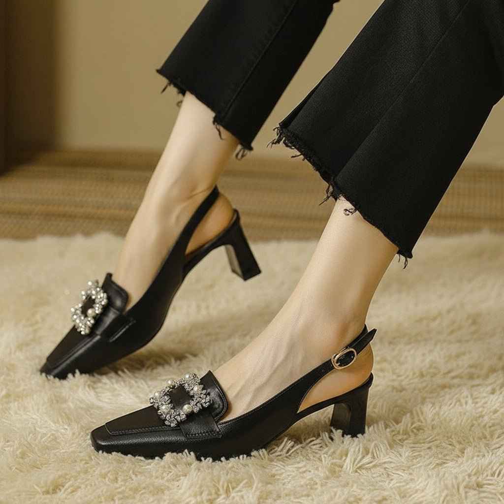 Escarpins Femme Cuir Blanc Élégant avec Bride Boucle - Style et Confort Inégalés