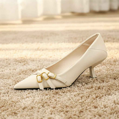 Escarpins Femme Cuir Élégants à Bout Pointu - Confort Optimal et Style Chic avec Petit Talon
