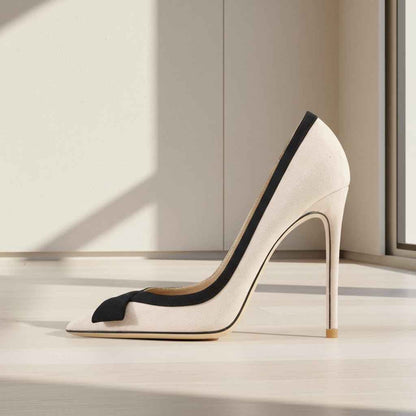 Escarpins Femme Élégants Daim avec Nœud - Talons Aiguilles Chic et Confortables