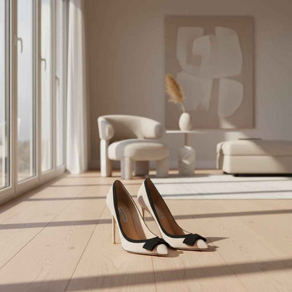 Escarpins Femme Élégants Daim avec Nœud - Talons Aiguilles Chic et Confortables