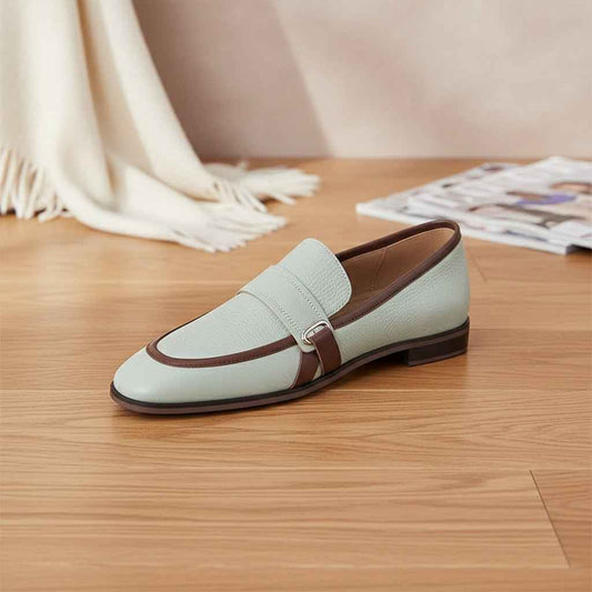 Mocassins Femme Cuir Premium - Bicolore Bout Rond Première Couche