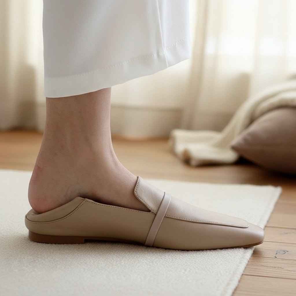 Mocassins Femme Cuir Vache Bout Carré - Chaussures Plates Style Britannique Rétro