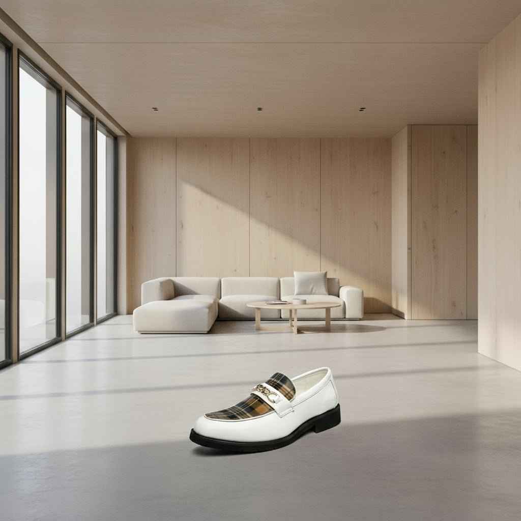 Mocassins Homme Cuir Italien - Chaussures Élégantes Rayées au Style Britannique