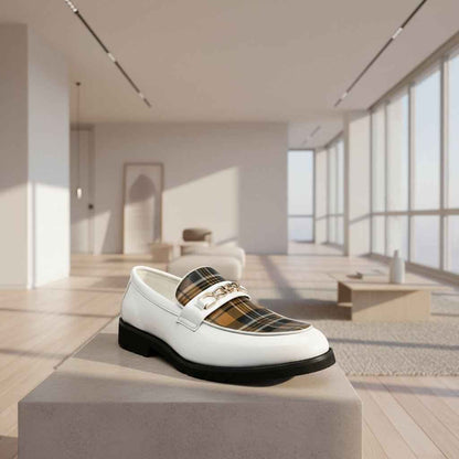 Mocassins Homme Cuir Italien - Chaussures Élégantes Rayées au Style Britannique