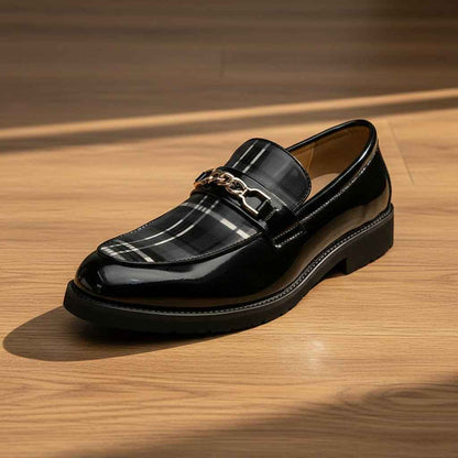 Mocassins Homme Cuir Italien - Chaussures Élégantes Rayées au Style Britannique