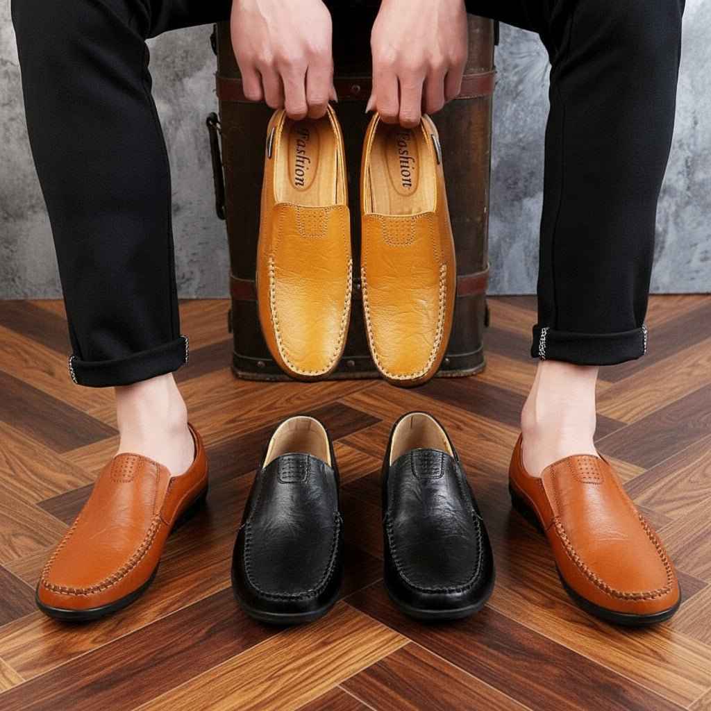 Mocassins Homme Cuir Italien Respirants Confort Grandes Tailles
