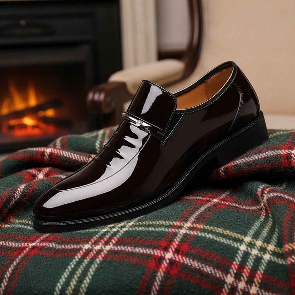 Mocassins Homme Cuir Verni - Chaussures Italiennes Sans Lacets pour un Style Élégant