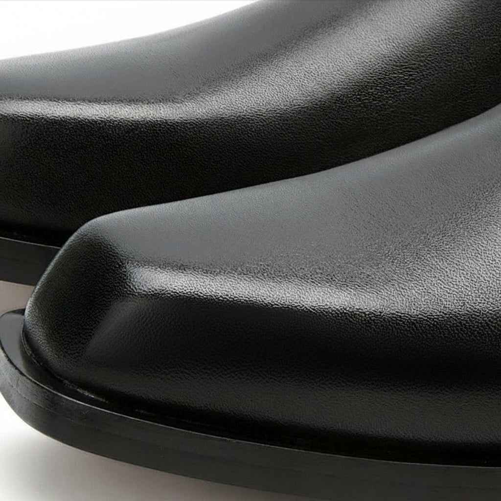 Mules Homme Cuir Décontractées Bout Carré - Sabots Ajourés Sans Talon