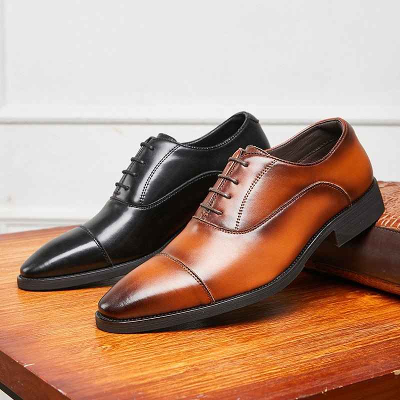 Oxford cuir homme chaussures business - Chaussures à lacets, bout pointu et amorti souple