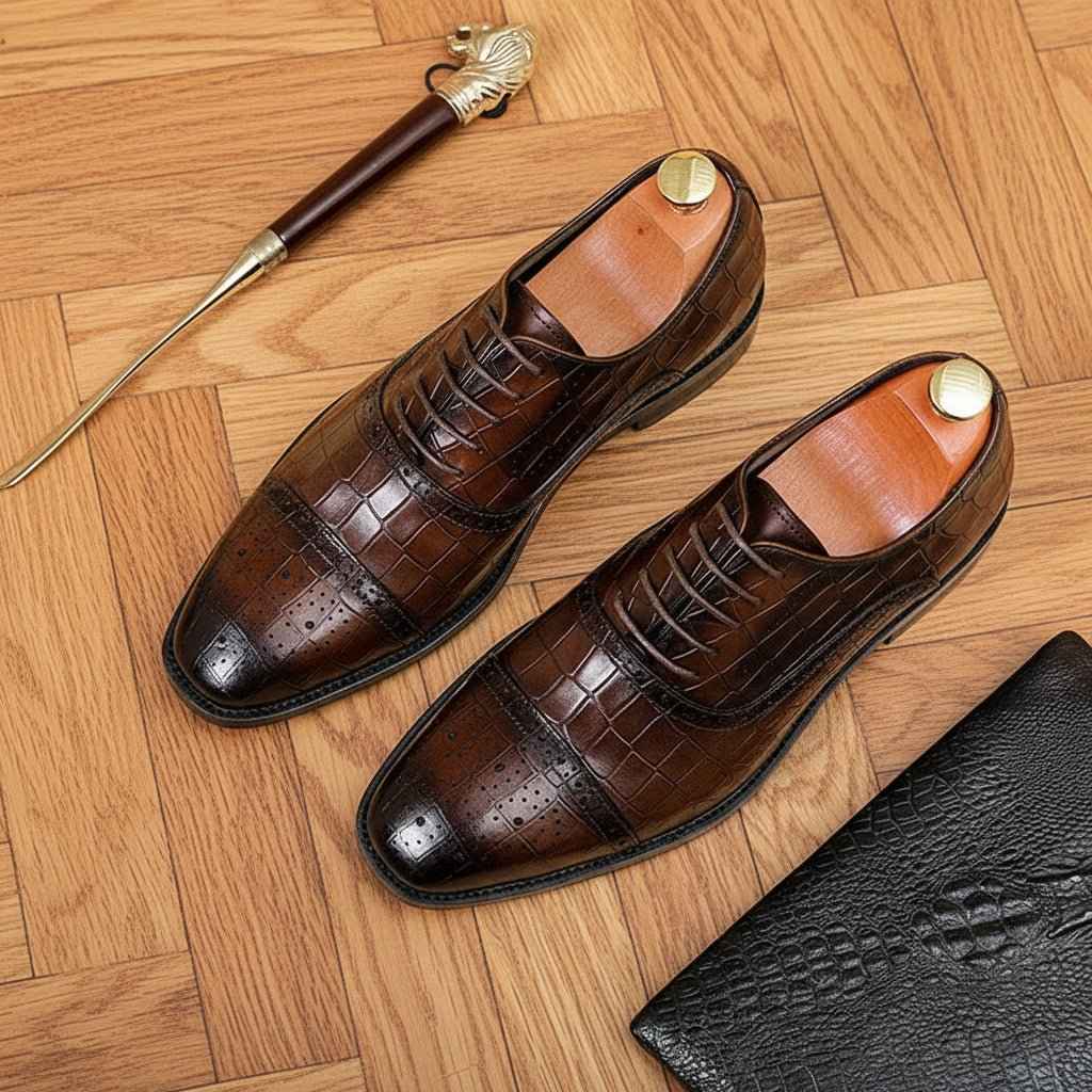 Chaussures Oxford Homme en Cuir Véritable : Confort et Élégance avec Amorti Souple.