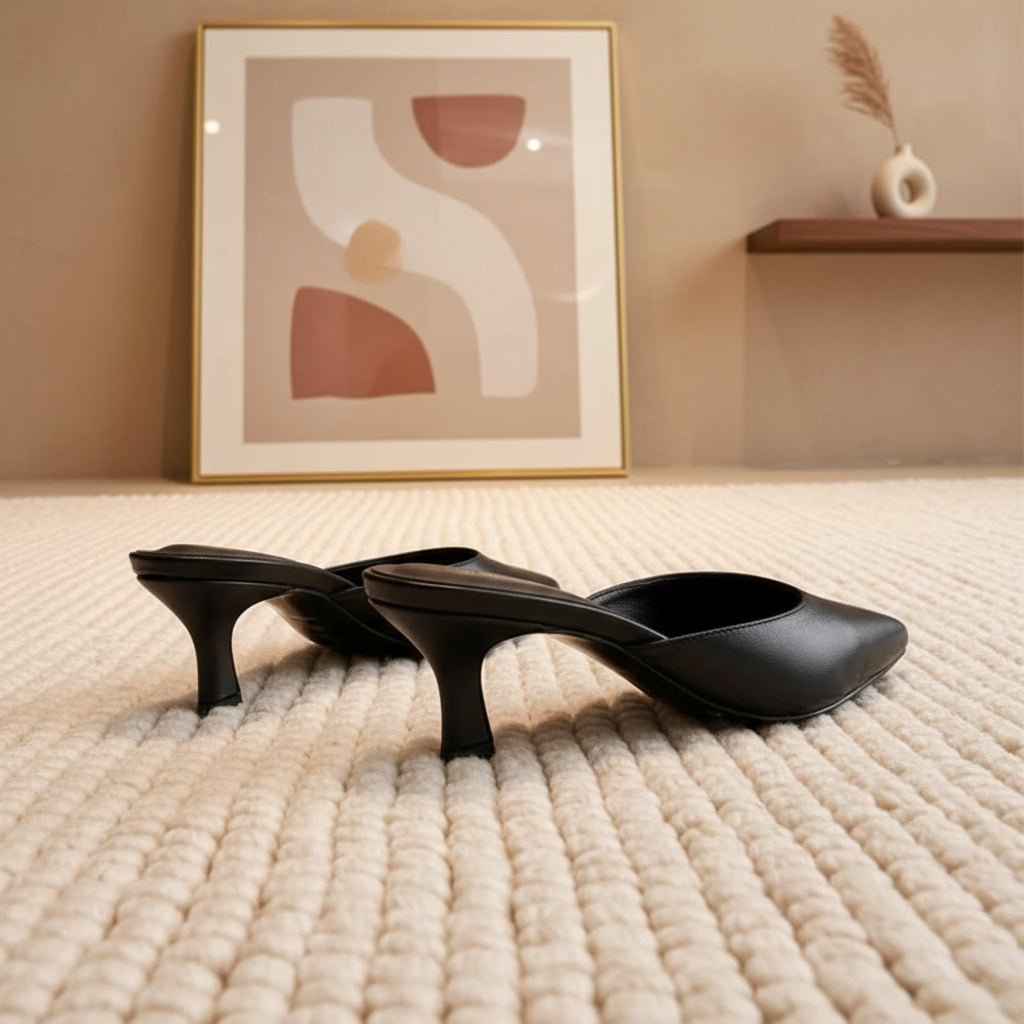 sandales Femme Cuir Véritable Bout Pointu - Sabots Français Talons Aiguilles