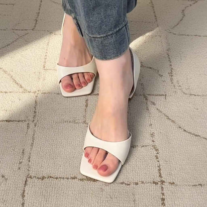 Sandales Femme Peau Mouton Talons Hauts - Élégantes avec Bride Cheville et Bout Carré pour l'Été