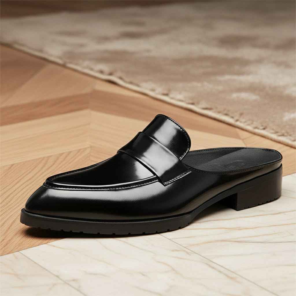 Sandales Homme Cuir Été - Mules Baotou Aérées et Confortables Sans Talon