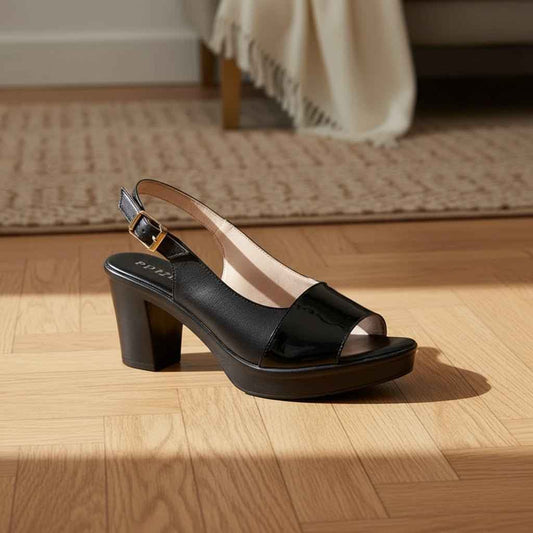 Sandales Romaines Cuir Femme - Talons Épais Plateforme Été