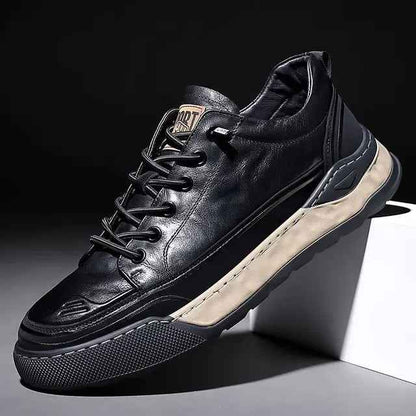 Sneakers Cuir Homme Lacets - Chaussures Sport Casual Confort