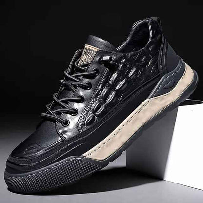 Sneakers Cuir Homme Lacets - Chaussures Sport Casual Confort